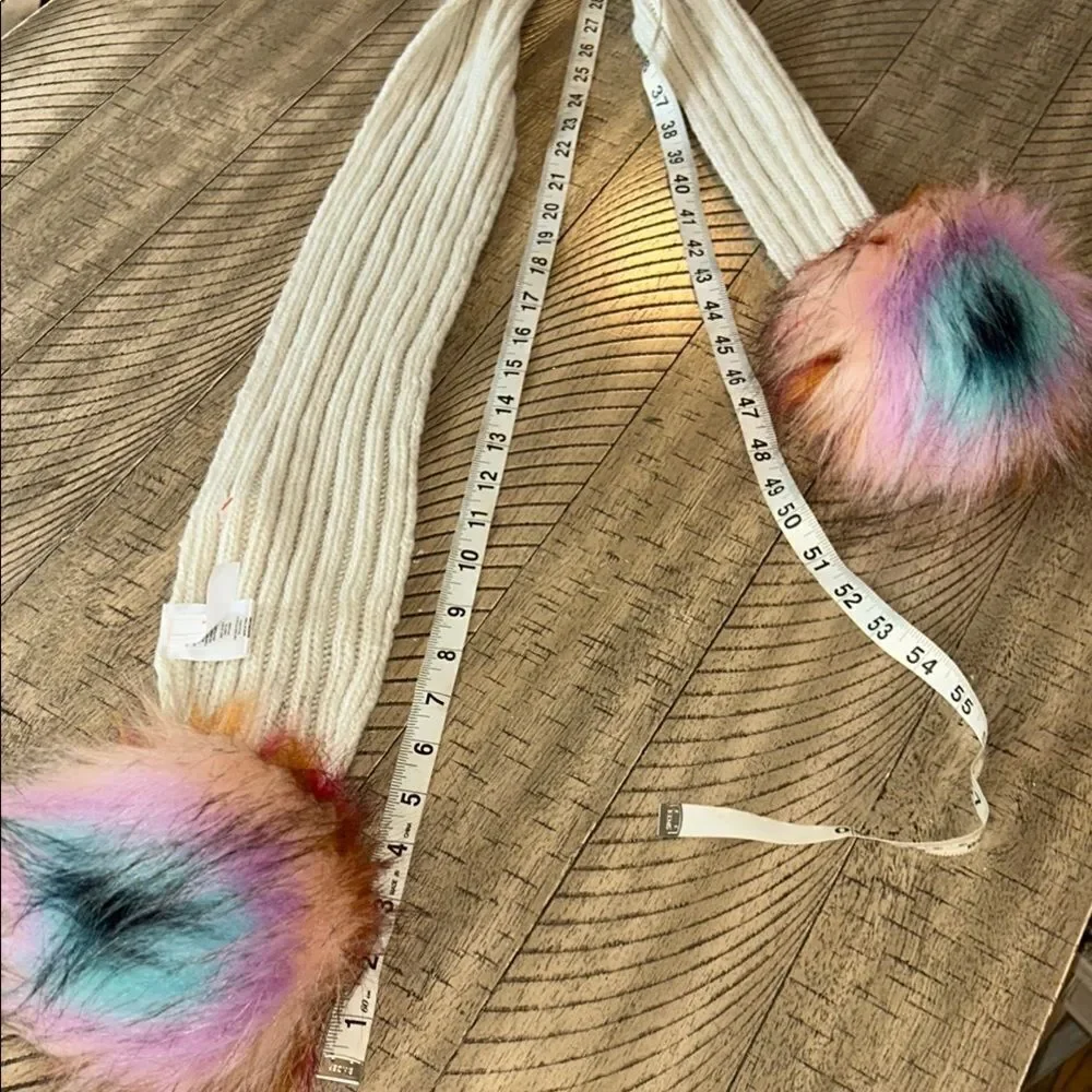 NWT Cat & Jack Cable Knit 🧶 Scarf 🧣 with Playful Pom Poms